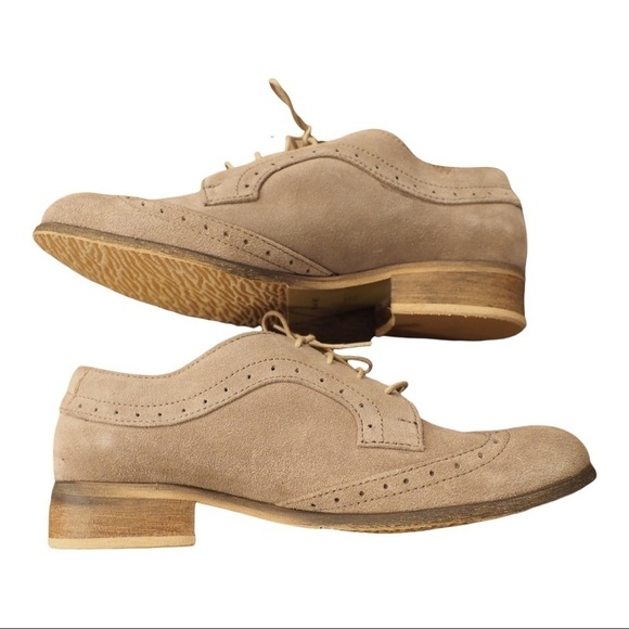 Julia Bo sz 35 US 5.5 tan suede wingtip derby shoes - Picture 3 of 15